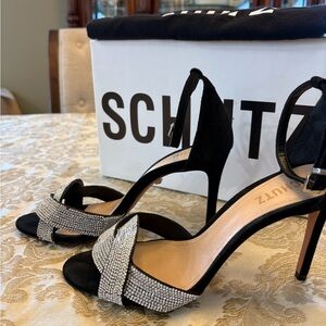 SCHUTZ Black Heels with Silver Accents